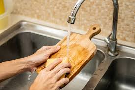 cleaning the cutting board